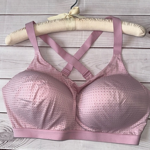 Victoria’s Secret Lightweight Sports Bra Pink Crisscross Back 38DDD Comfortable - Picture 1 of 6